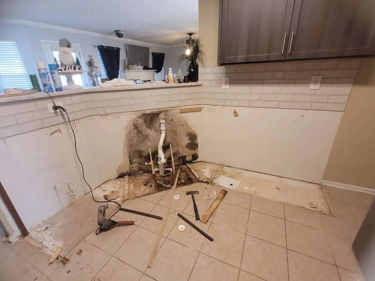 Mold behind wall with plumbing during Flood Damage Cleanup in Fort Lauderdale